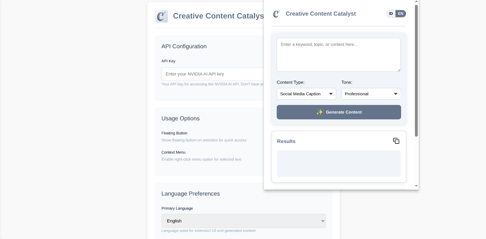 Catalyst Web Extension project screenshot