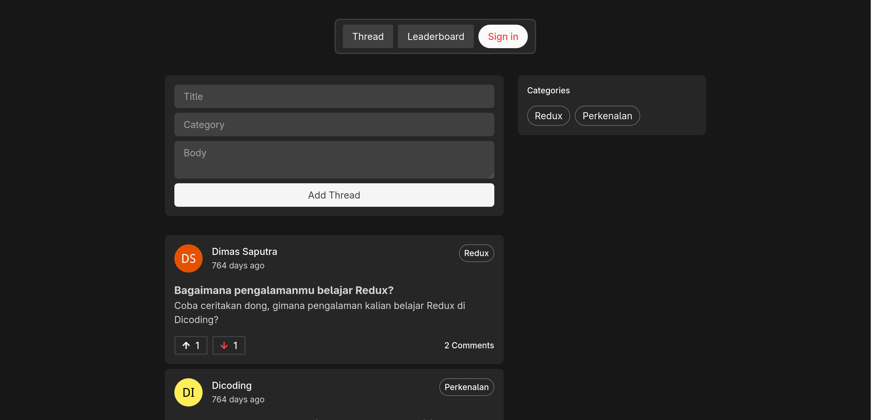 Forum Discussion App project screenshot